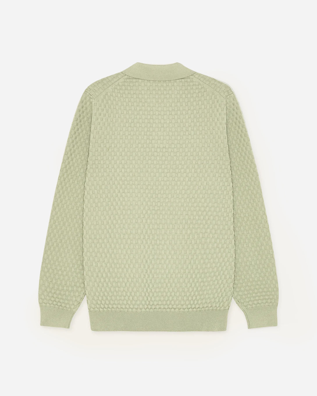 Tea Green Billy Weave Knitted LS Polo Mens Les Deux Long Sleeve Knitted Collar Polo