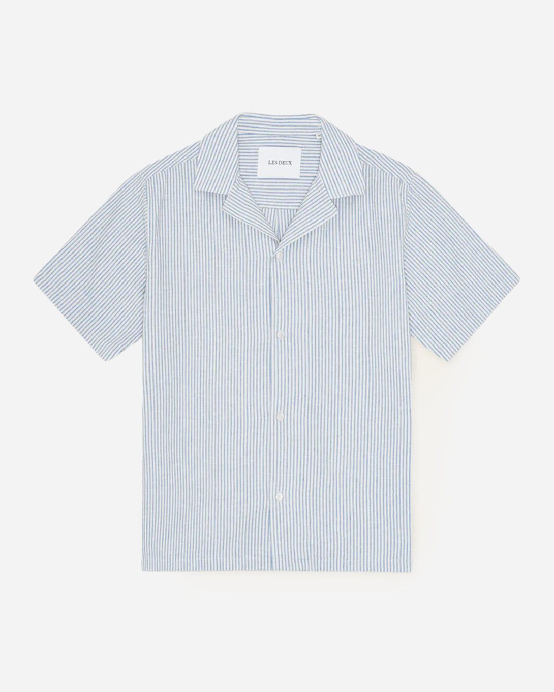 Allure Lukas Stripe Cotton Linen SS Shirt Mens Les Deux Camp Collar Linen Cotton Short Sleeve Shirt