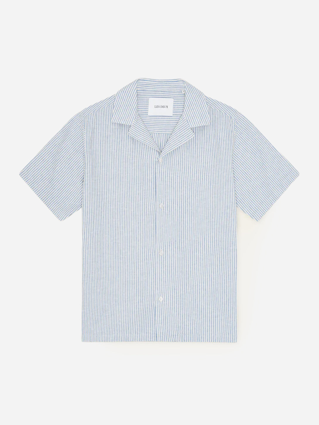 Allure Lukas Stripe Cotton Linen SS Shirt Mens Les Deux Camp Collar Linen Cotton Short Sleeve Shirt