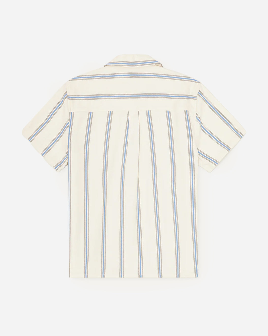 Eggnog White Lawson Stripe SS Shirt Mens Striped Camp Collar Short Sleeve Shirt Les Deux