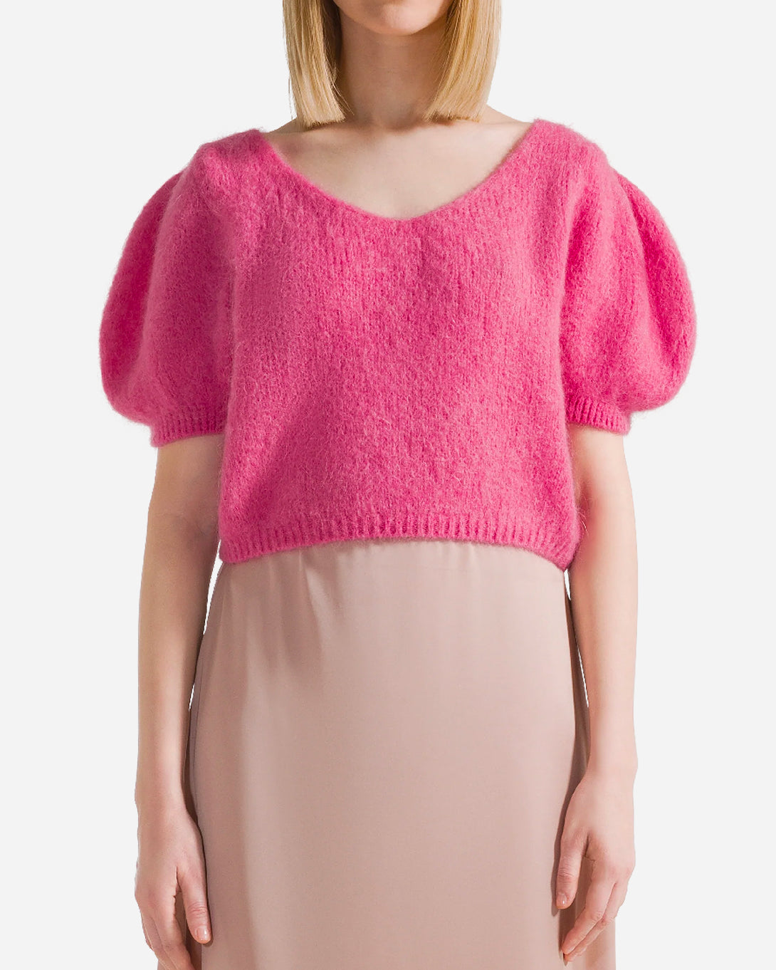 Pink Lolanda Alpaca Womens American Dream Pullover Short Sweater Wool Cashmere