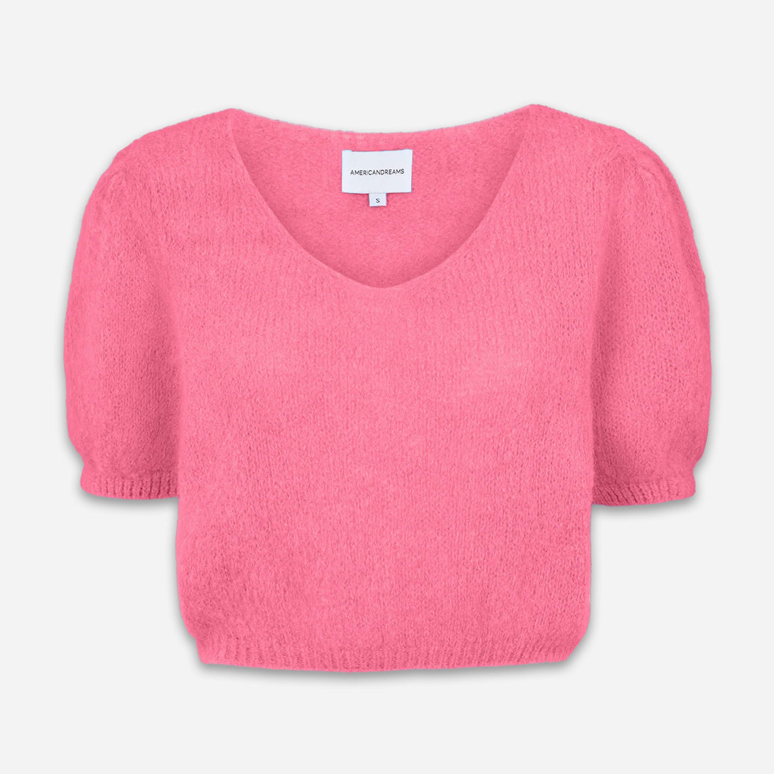 Pink Lolanda Alpaca Womens American Dream Pullover Short Sweater Wool Cashmere