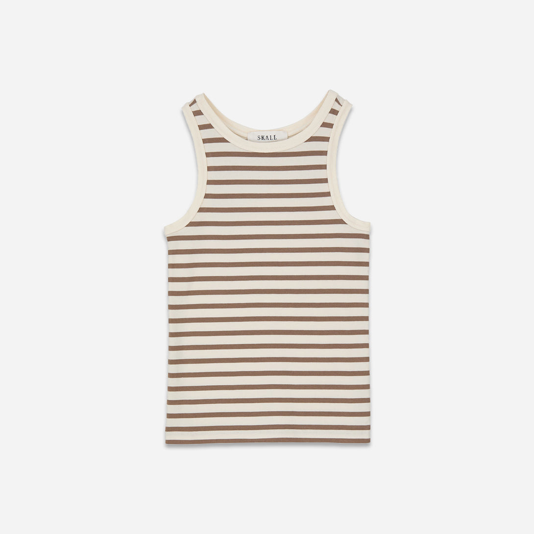 Light Brown/White Stripe Loui Tank Top Skall Studio Womens Tank Top Womens Summer Top