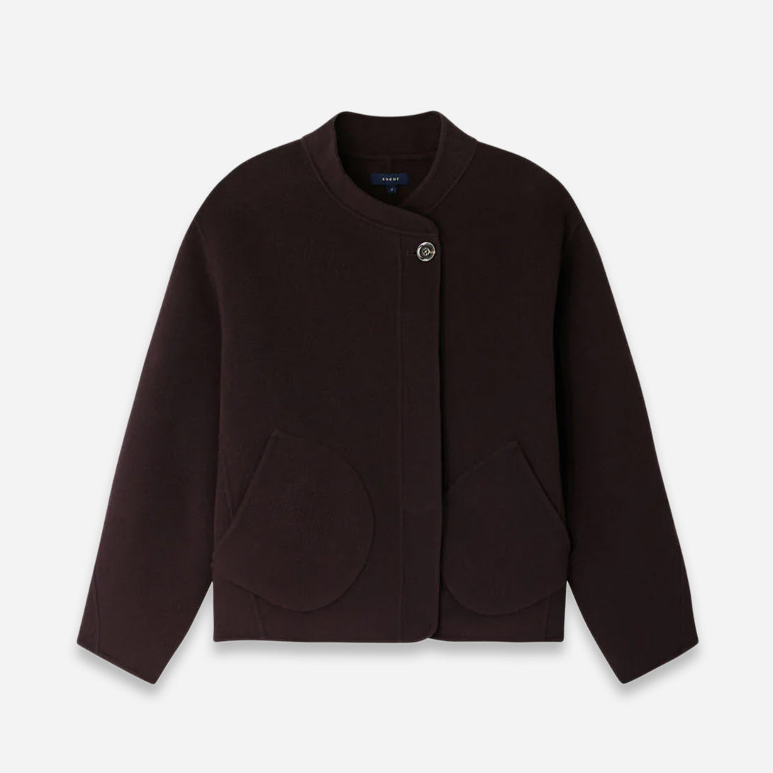 Aubergine Windsor Womens Short Coat Wool Soeur