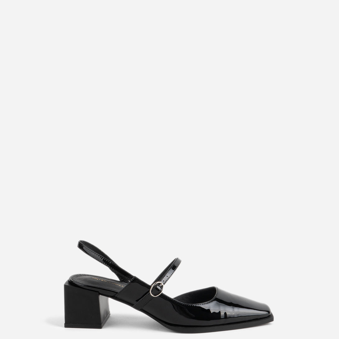 Black Marche Womens Intentionally Blank Shoe Womens Leather Heel