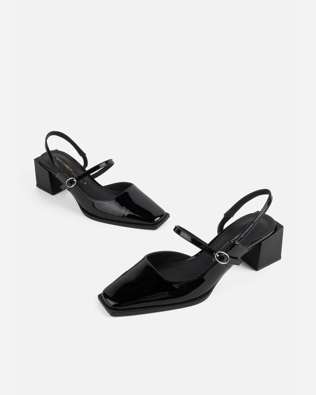 Black Marche Womens Intentionally Blank Shoe Womens Leather Heel