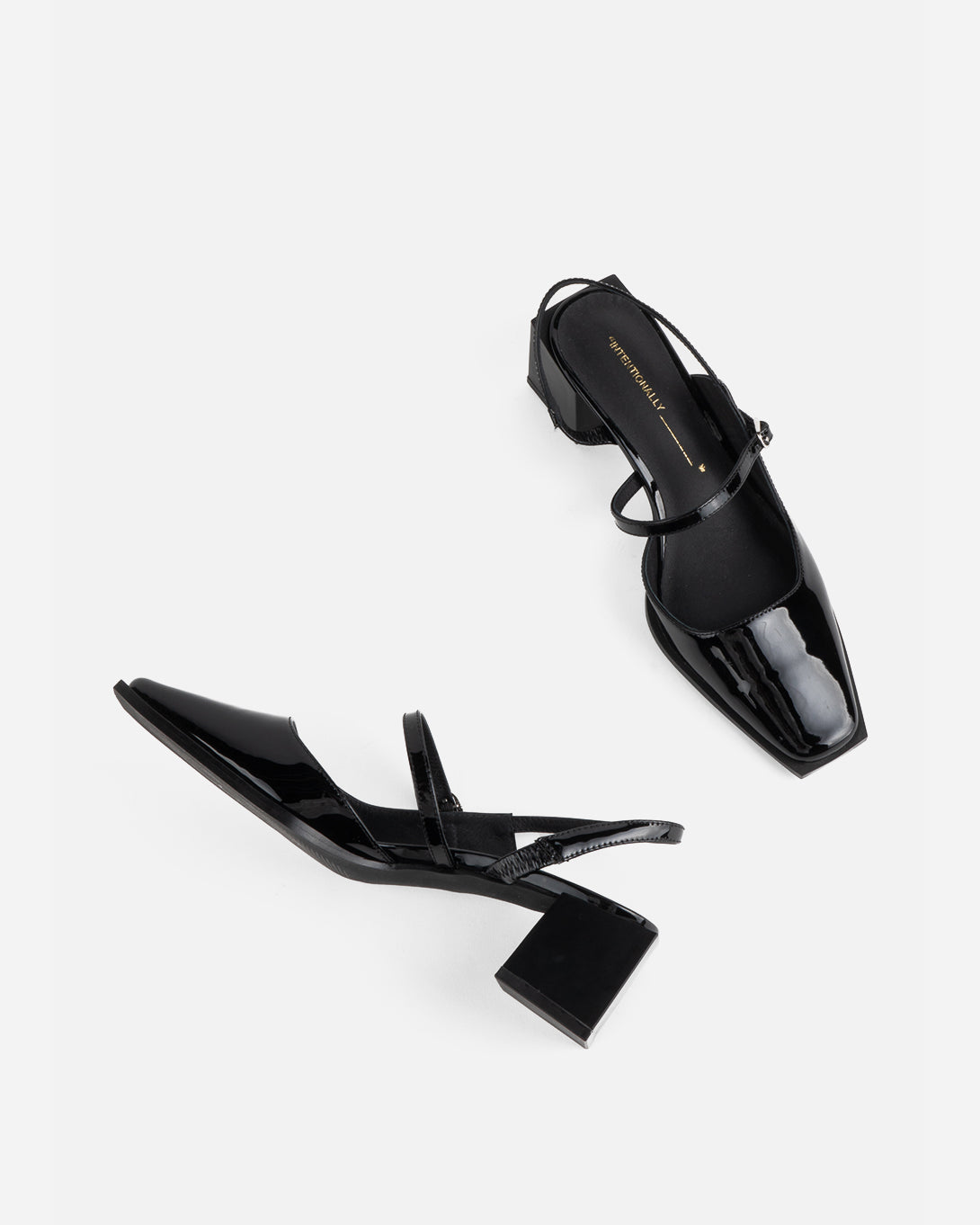 Black Marche Womens Intentionally Blank Shoe Womens Leather Heel