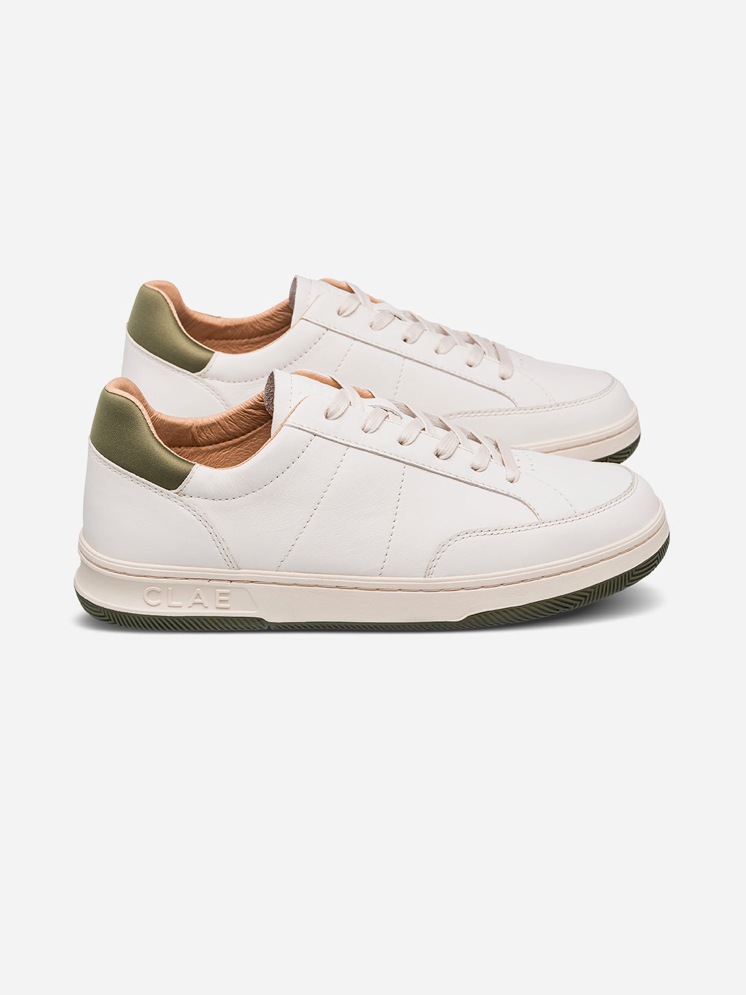 Off White Leather Olive Monroe Clae Tennis Style Shoe