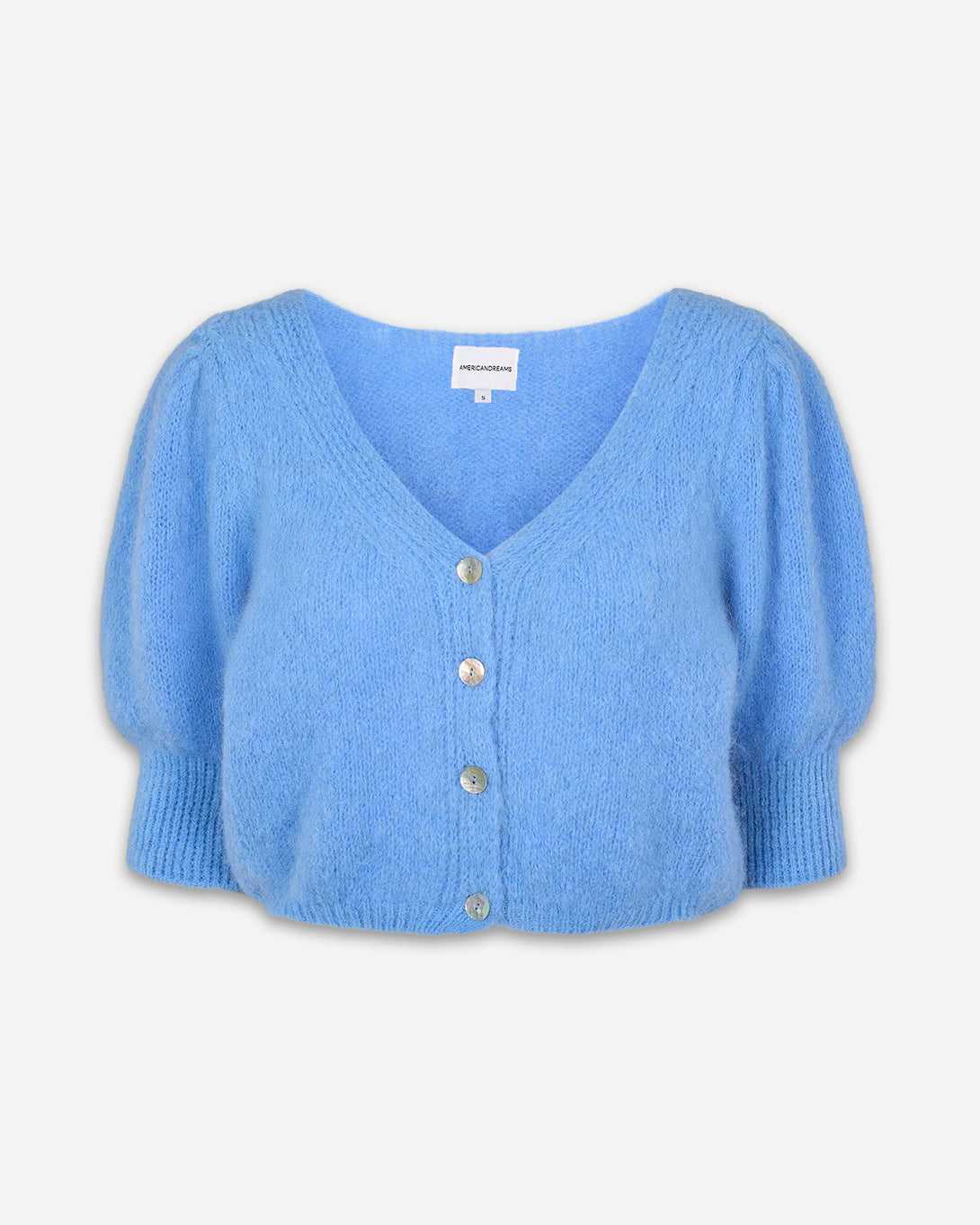 Sky Blue Manda Alpaca Cardigan Womens Cropped American Dreams Wool V Neck Cardigan Sweater