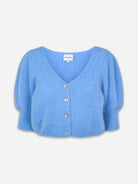 Sky Blue Manda Alpaca Cardigan Womens Cropped American Dreams Wool V Neck Cardigan Sweater