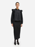 Black Mille Blouse Skall Studio Womens Long Sleeve Cotton Shirt
