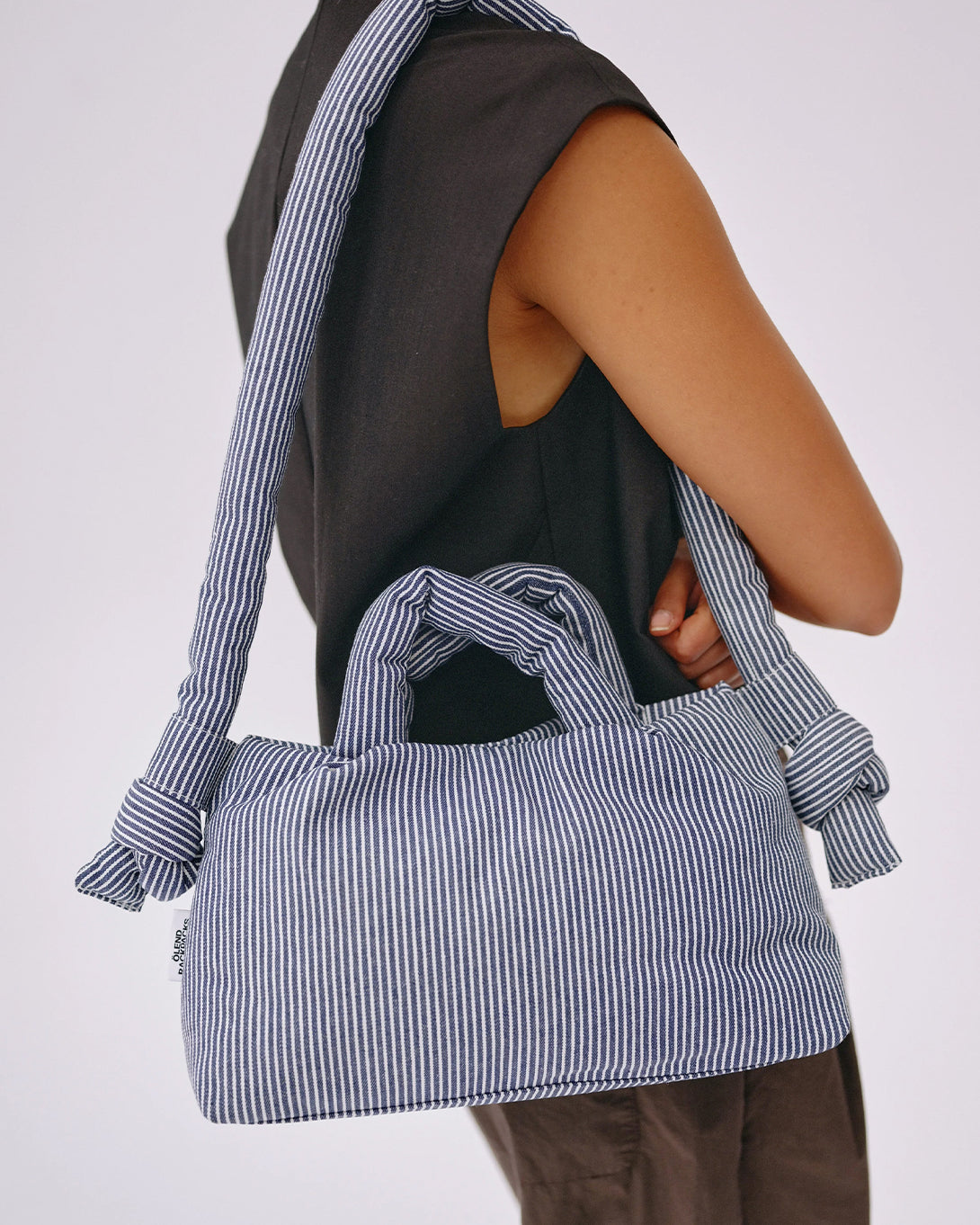 Cotton Navy Stripe Mini Ona Bag by Olend Lightweight Weatherproof Bag