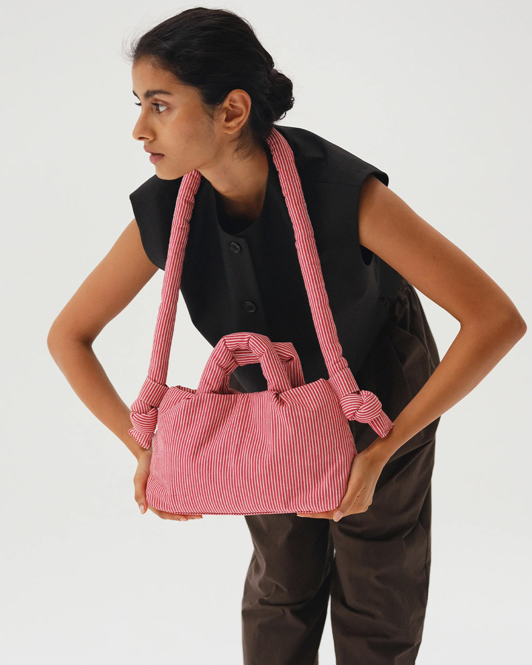 Cotton Red Stripe Mini Ona Bag by Olend Lightweight Weatherproof Bag