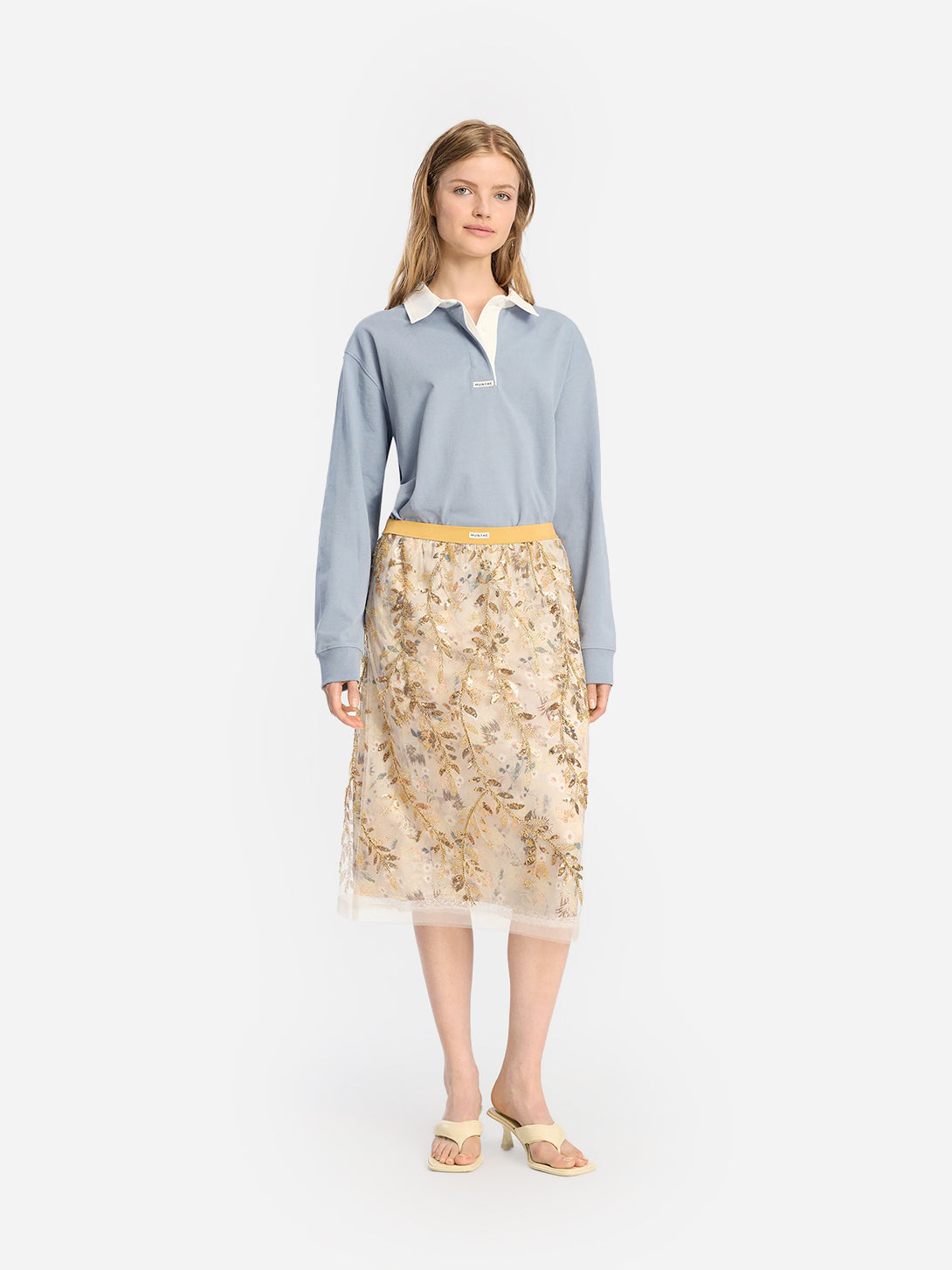 Gold Baia Womens Printed Long Skirt Munthe Clothing