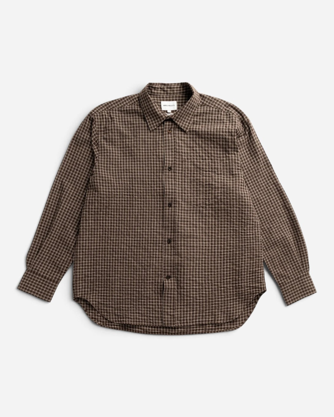 Delicioso Brown Espevik Oversized Check Shirt Mens Woven Check Shirt Norse Projects