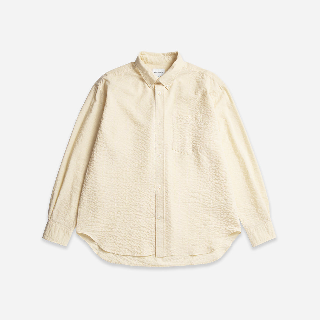Oatmeal Mo Oversized Check Shirt Mens Relaxed Fitting Collared Shirt Norse Projects