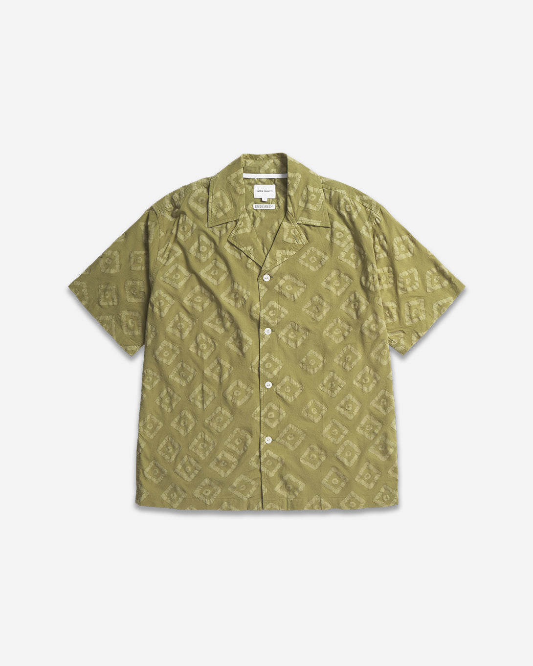 Moss Green Mads Batik SS Shirt Mens Camp Collar Short Sleeve Shirt Norse Projects