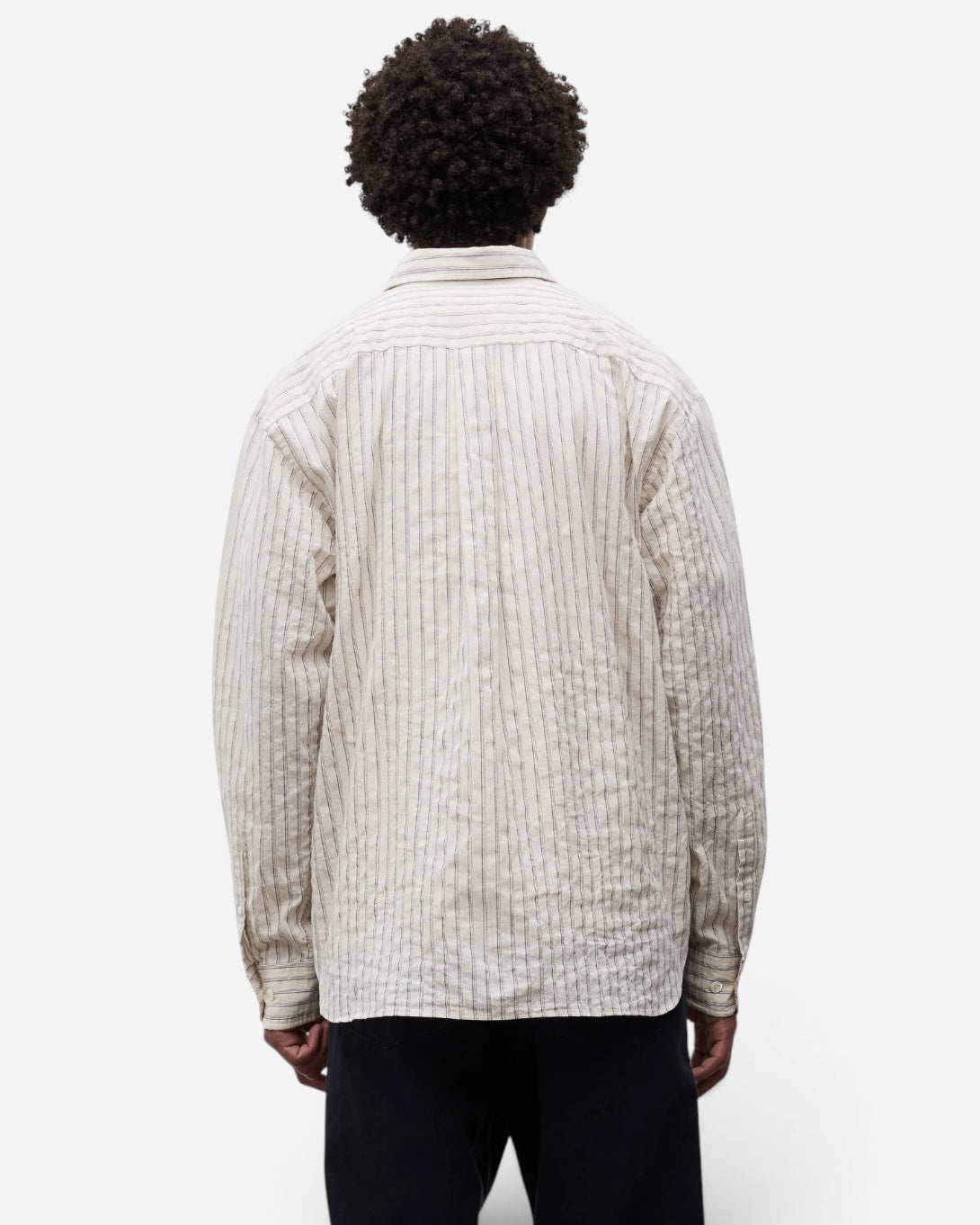 Natural Ecru Falster Stripe Oversized Shirt Mens Striped Woven Shirt