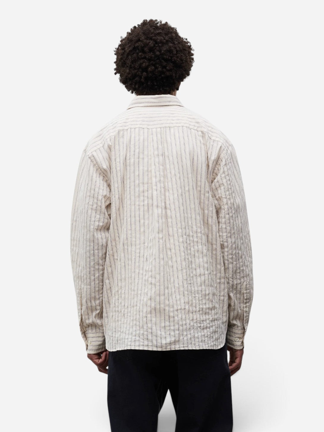 Natural Ecru Falster Stripe Oversized Shirt Mens Striped Woven Shirt