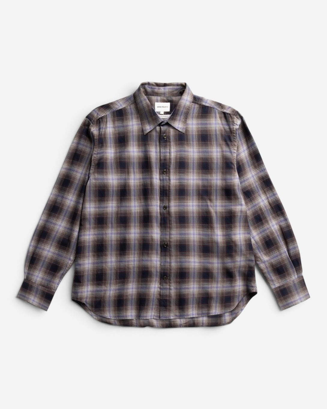 Darkest Purple Falster Fine Cotton Flannel Check Oversize Shirt Mens Woven Check Shirt Norse Projects