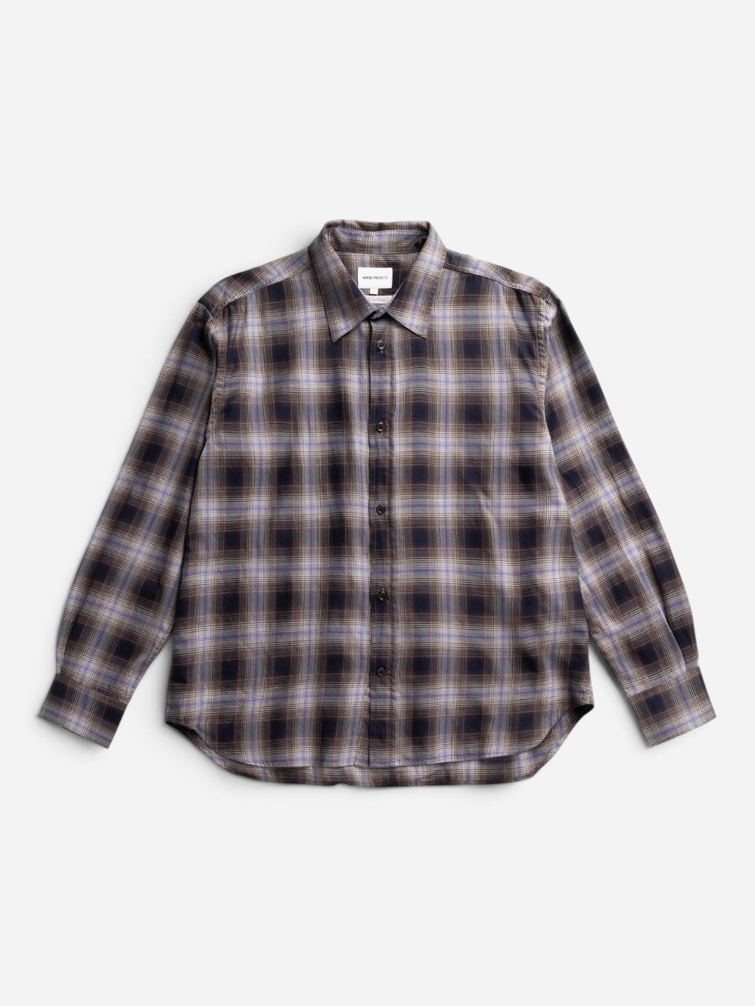 Darkest Purple Falster Fine Cotton Flannel Check Oversize Shirt Mens Woven Check Shirt Norse Projects
