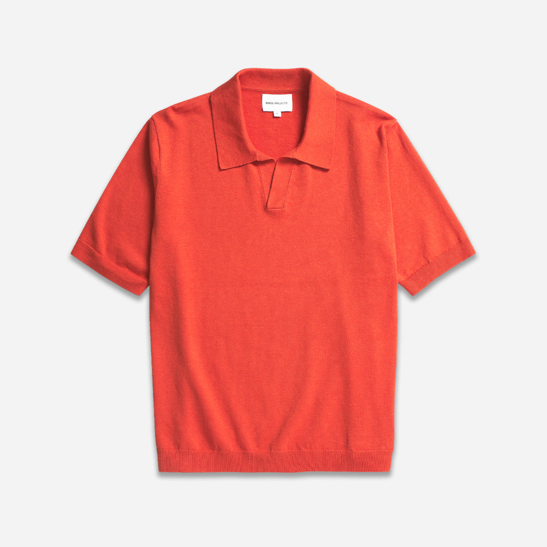 Blood Orange Leif Cotton Linen Polo Mens Linen Polo Norse Projects