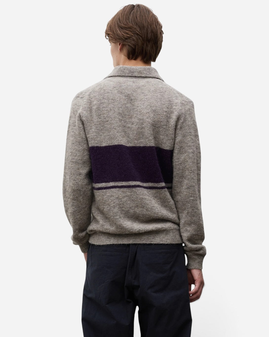 Walnut Gudme Baby Alpaca Stripe Polo Mens Long Sleeve Polo Norse Projects