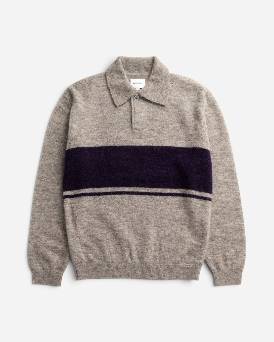 Walnut Gudme Baby Alpaca Stripe Polo Mens Long Sleeve Polo Norse Projects