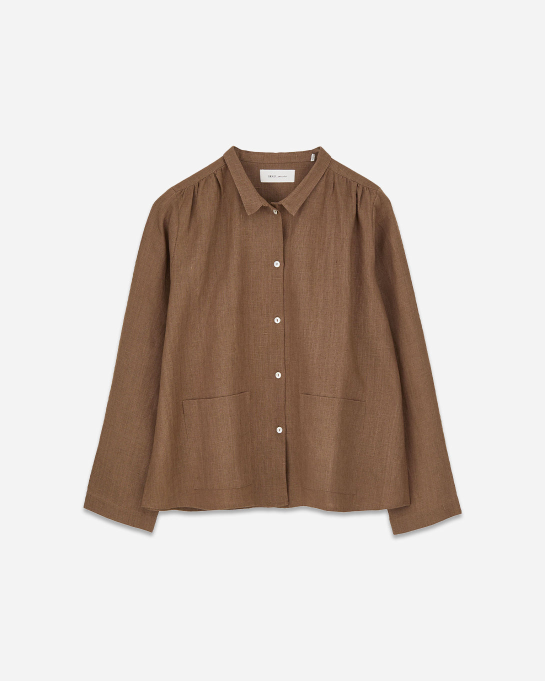 Cedar Brown Nettle Shirt Womens Woven Shirt Womens Button Up Collared Shirt Skall Studio