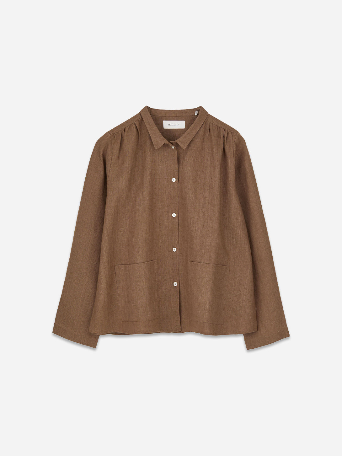 Cedar Brown Nettle Shirt Womens Woven Shirt Womens Button Up Collared Shirt Skall Studio