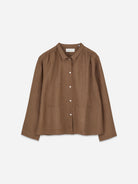 Cedar Brown Nettle Shirt Womens Woven Shirt Womens Button Up Collared Shirt Skall Studio