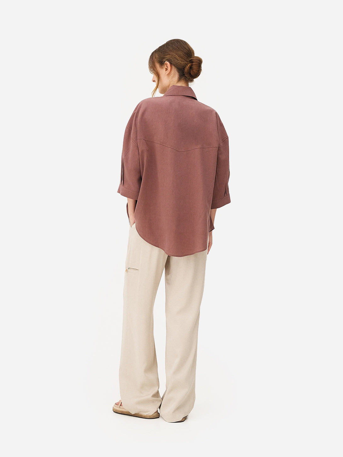 Brown Ameer Top Womens Short Sleeve Relaxed Top Noyoco