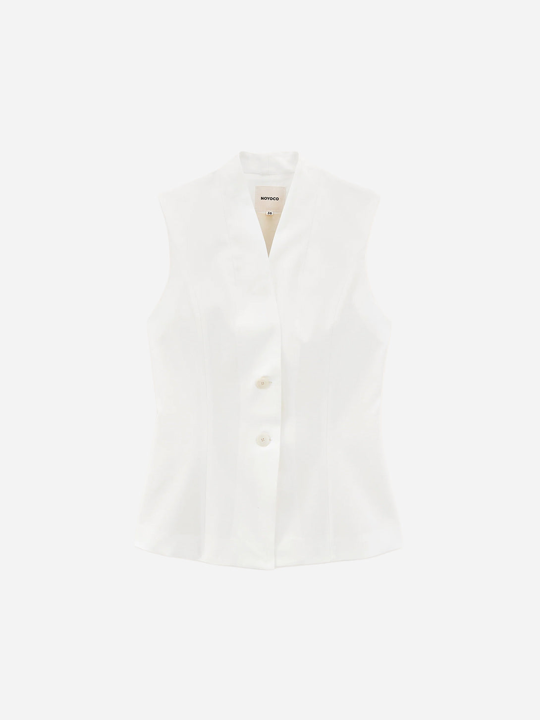 White Hegra Vest Womens Sleeveless Button Up Vest Noyoco Womens