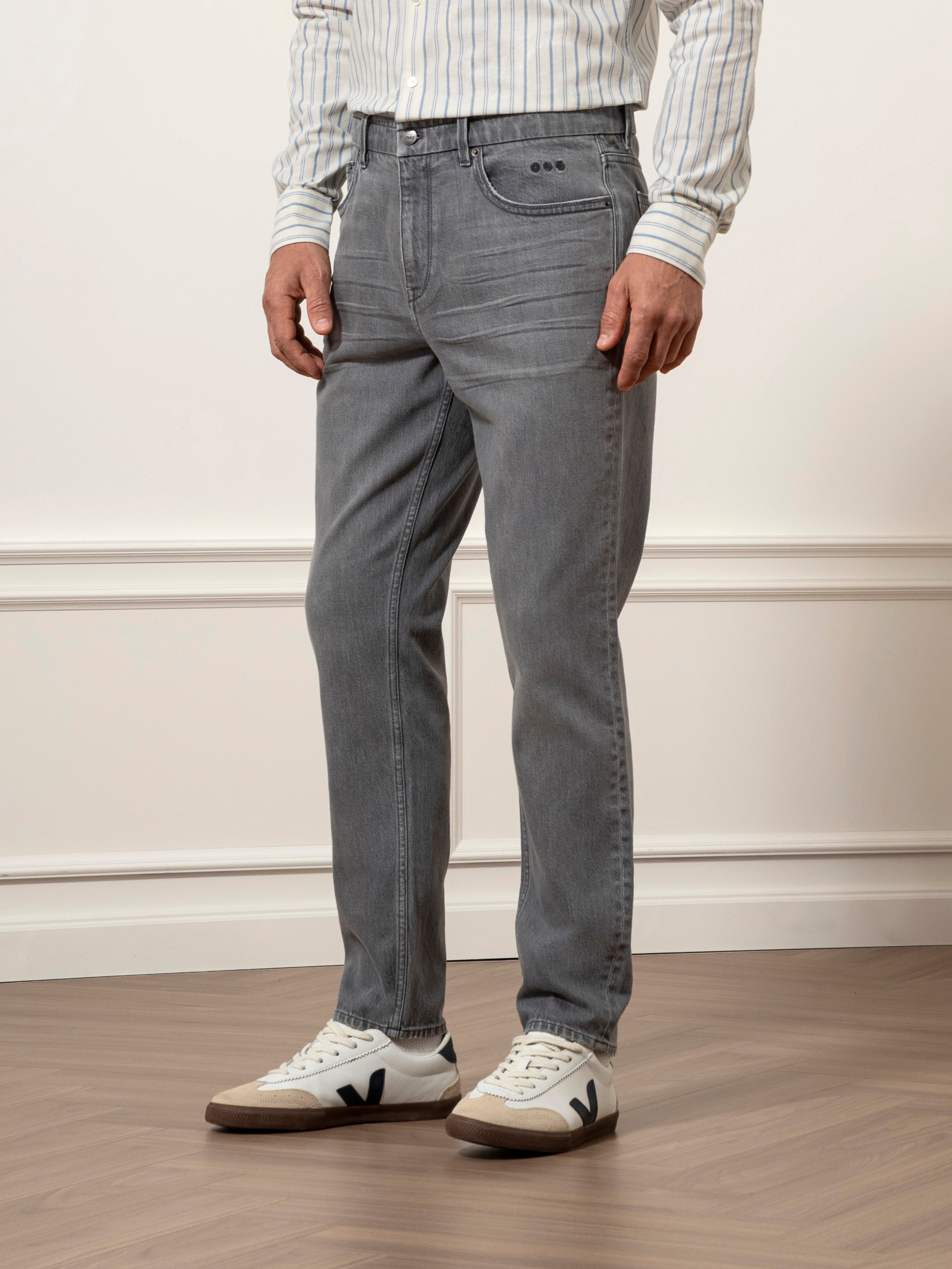 Lt Grey Houstons Tapered Jeans Mens Tapered Fit Light Grey Denim Wash Jeans Mens Straight Fit Denim Jeans