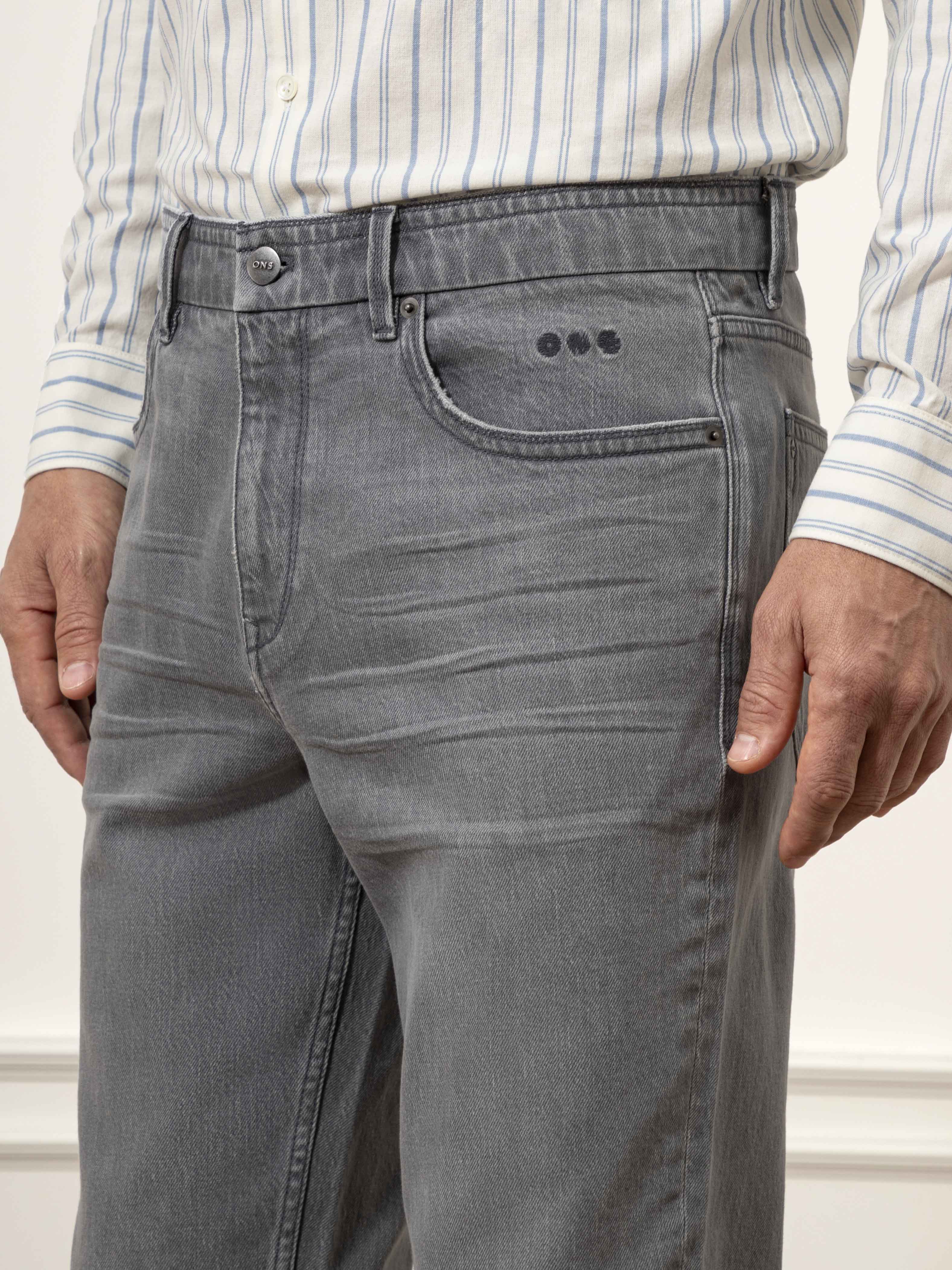 Lt Grey Houstons Tapered Jeans Mens Tapered Fit Light Grey Denim Wash Jeans Mens Straight Fit Denim Jeans