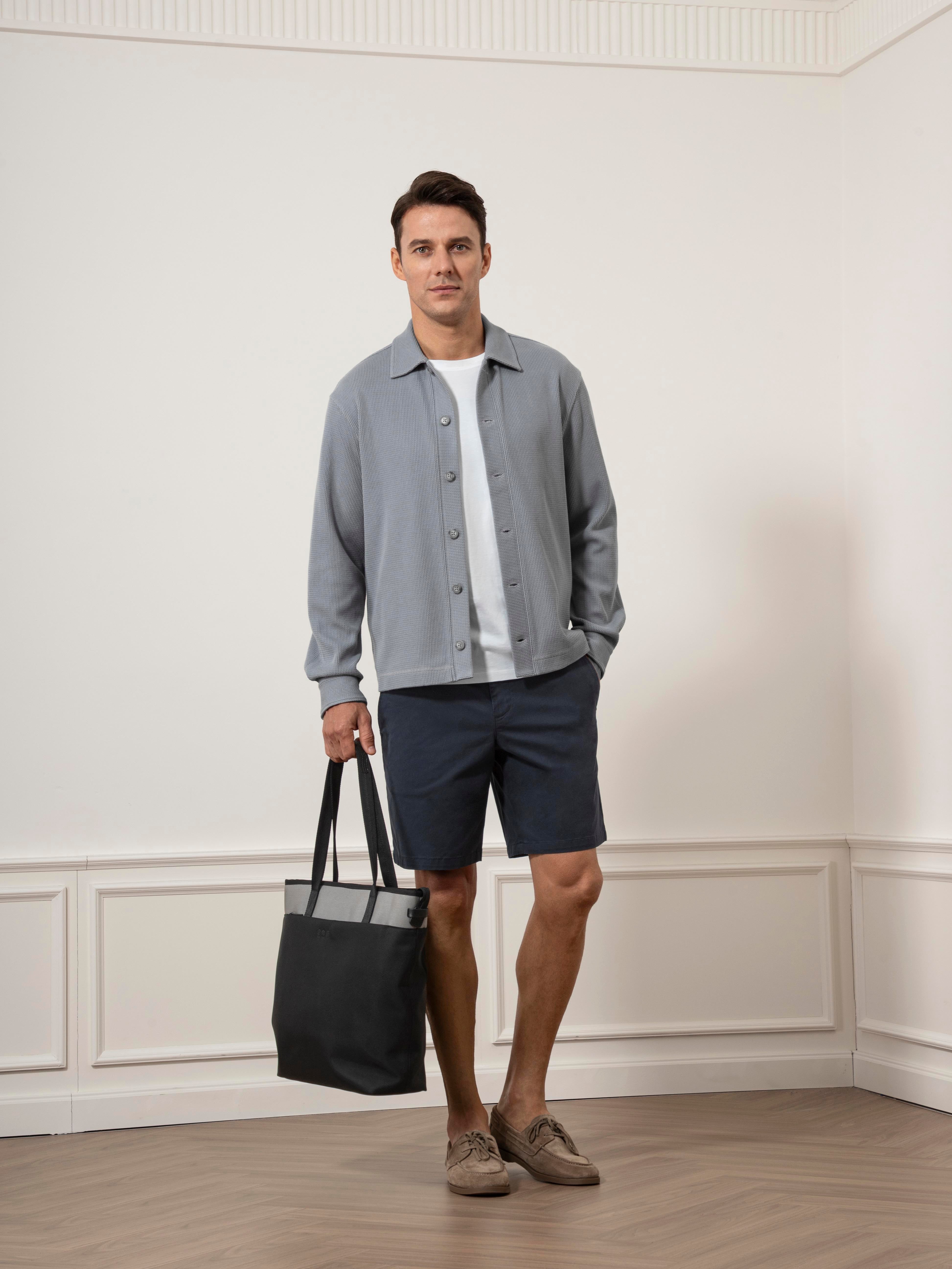 Marlin Blue Beacon Textured Cardigan Mens Knit Collared Button Up Shirt