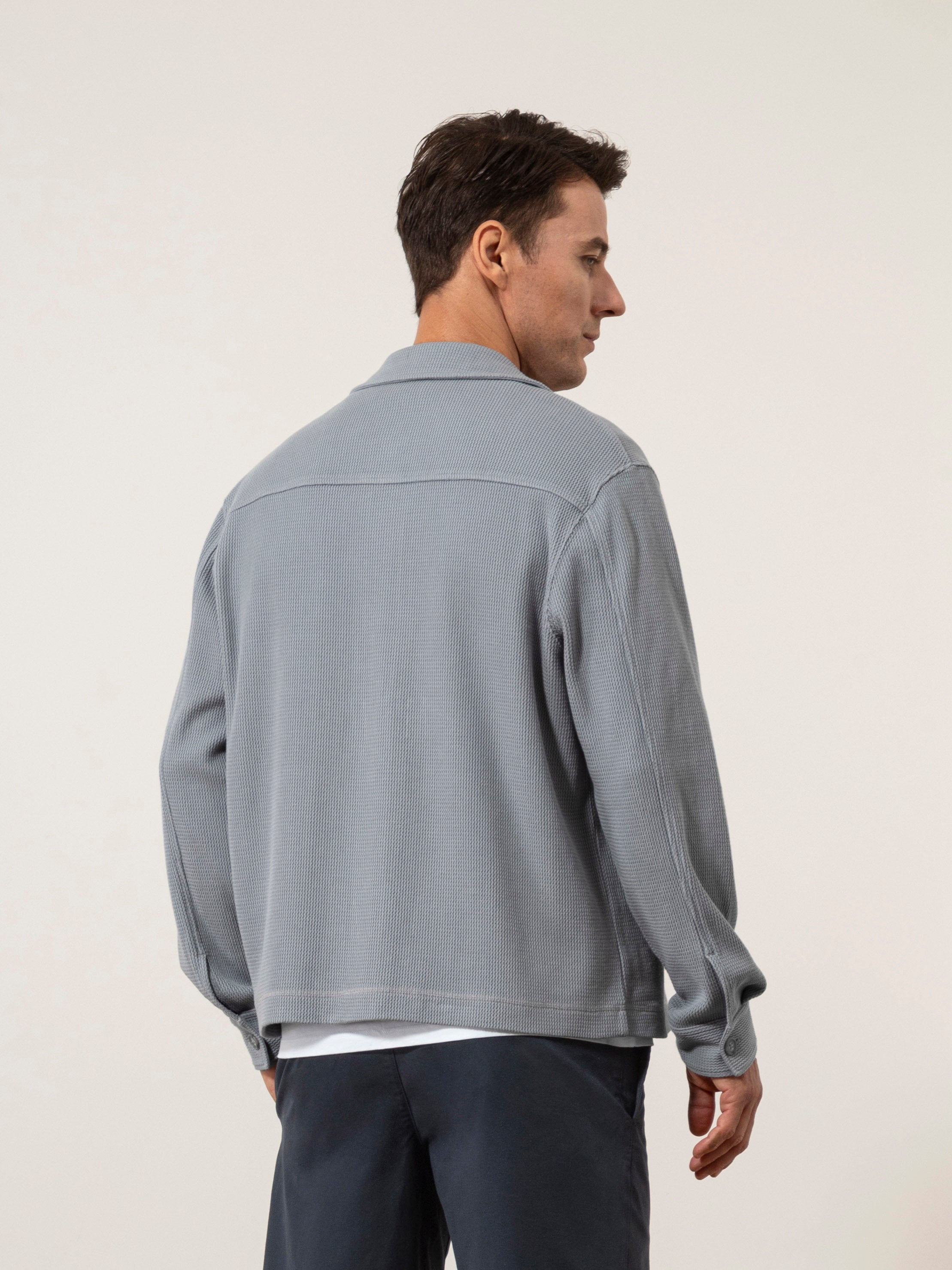 Marlin Blue Beacon Textured Cardigan Mens Knit Collared Button Up Shirt