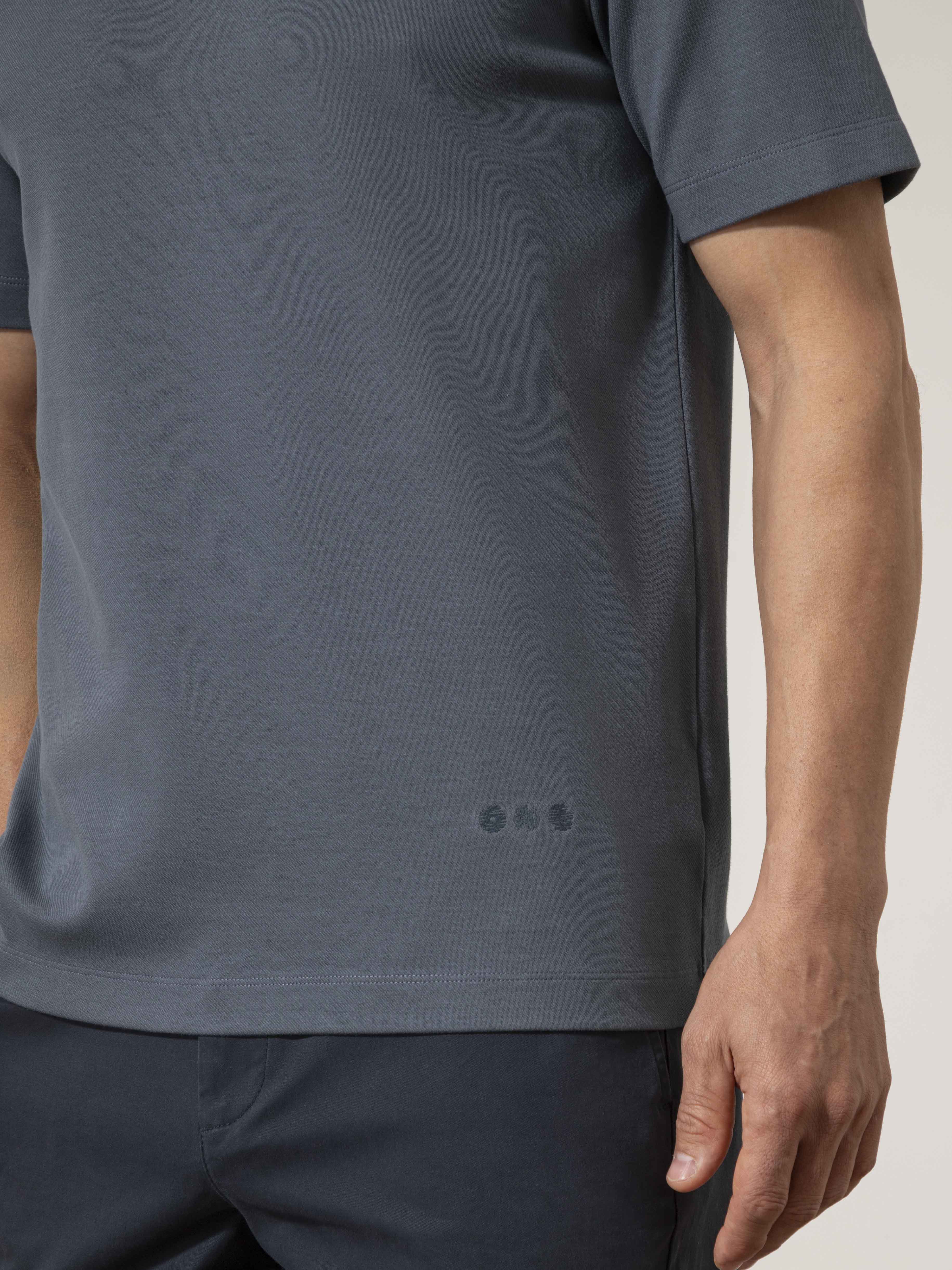 Iron Blue Alphabet Crew Neck Tee Mens Regular Fit Stretch Tee Shirt Mid Weight