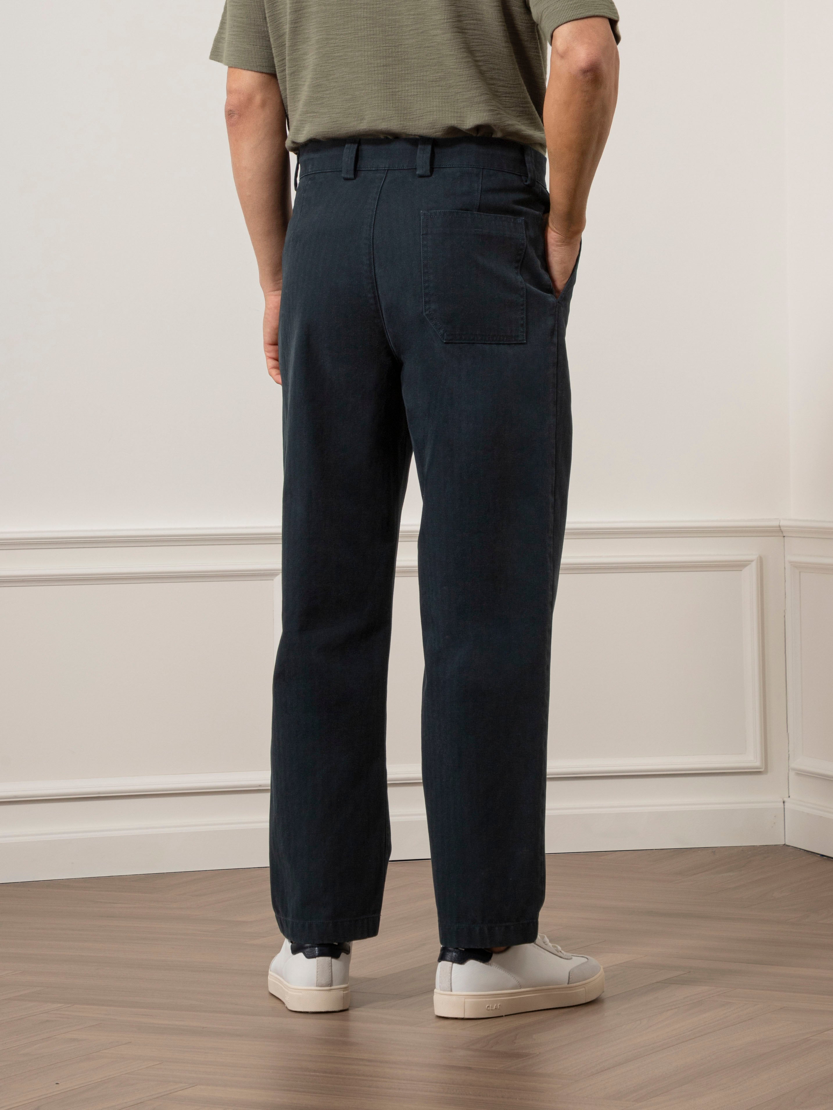 Dk Navy Wythe Herringbone Trousers Mens Herringbone Pattern Navy Trousers Straight Fit Trouser Pants