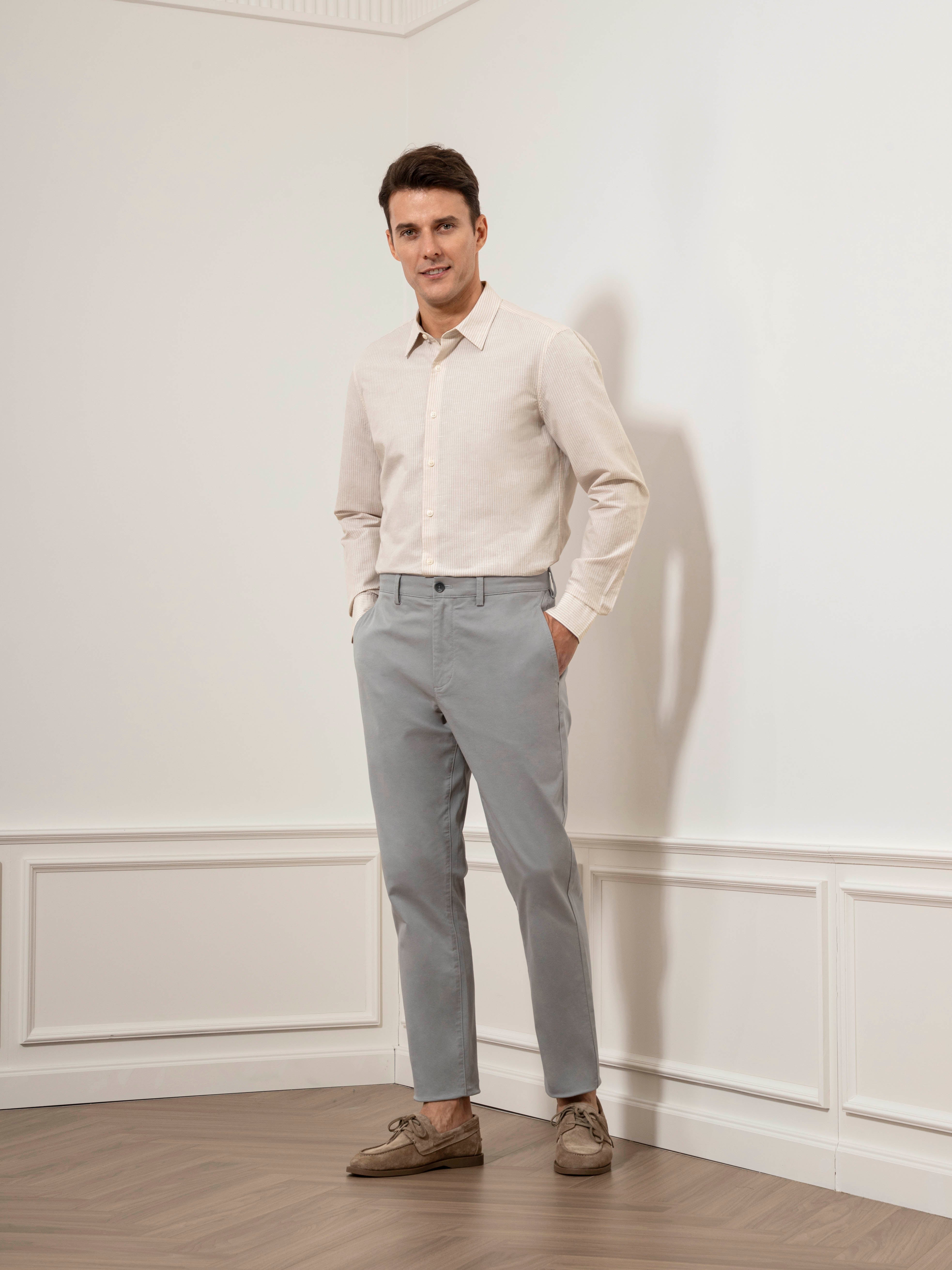 Dusty Pink/Bright White Stripe Arik Candy Stripe Shirt Mens Pinstripe Casual Dress Shirt Button Up Collared Shirt Point Collar