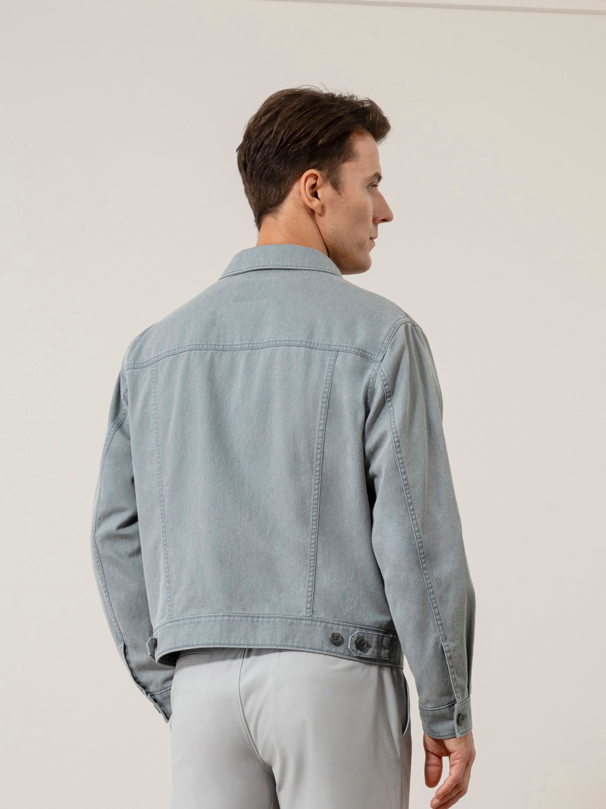 Steel Blue Elliot Washed Trucker Jacket Mens Light Wash Trucker Jacket Button Closure Collared Mens Denim