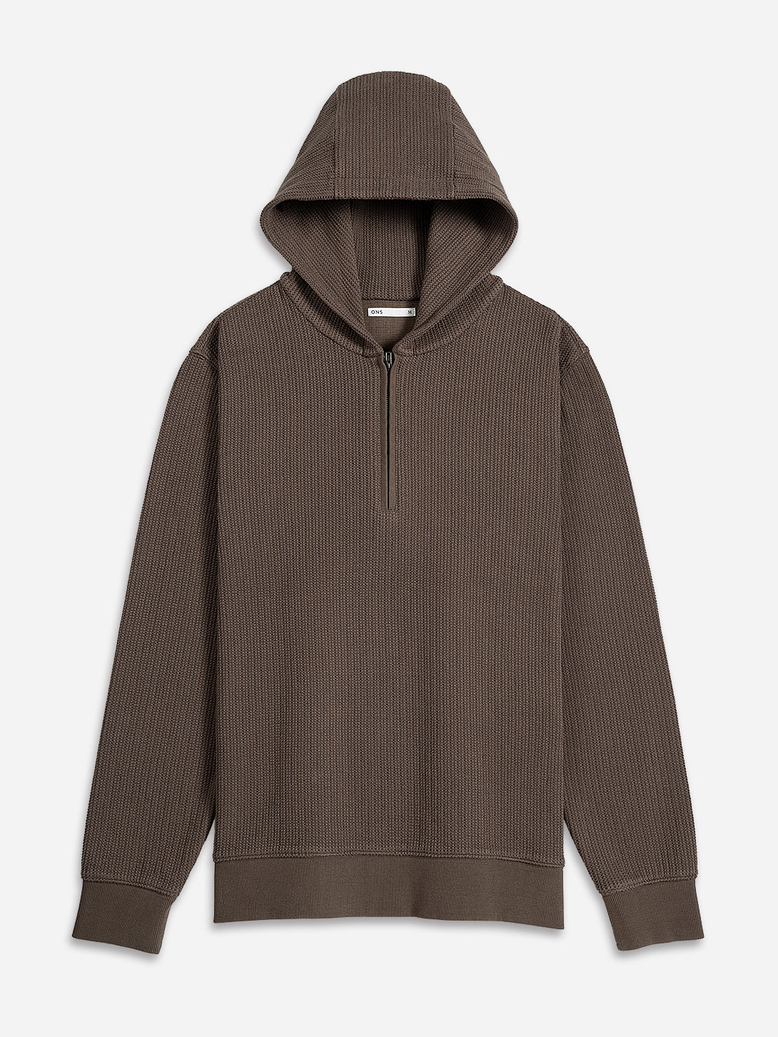 Dk Brown Deon Crochet Hoodie Sweatshirt Mens Quarter Zip Hooded Sweatshirt ONS Clothing