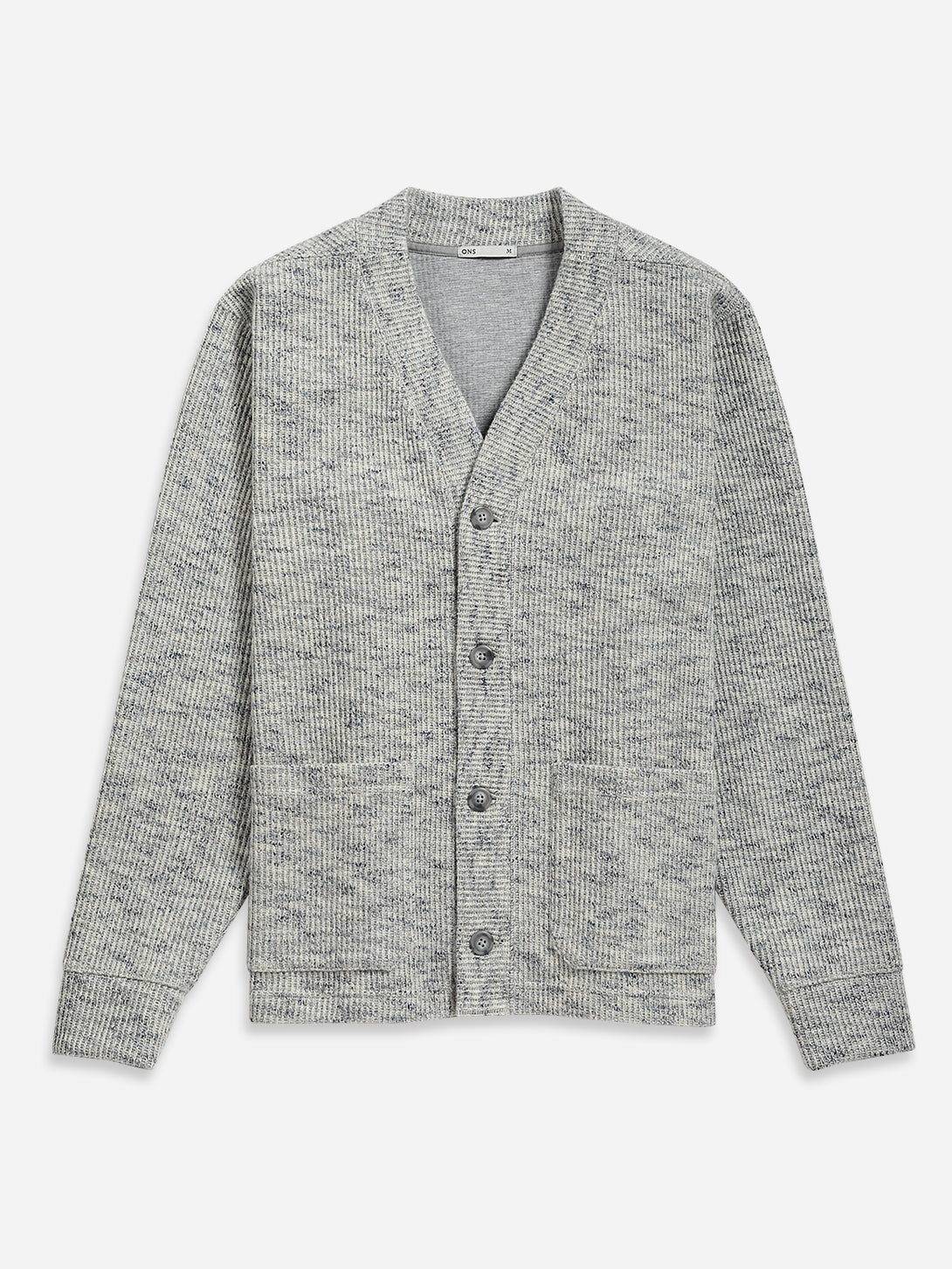 Cloudy Grey Byron Cloud-Knit Cardigan Mens Knit Cardigan Soft Cotton Outerwear Button Up Cardigan ONS Clothing