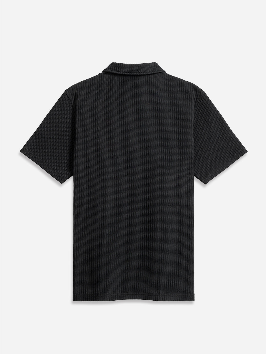 Black Bennett Jacquard Zip Polo Mens Quarter Zip Short Sleeve Polo Shirt Knit ONS Clothing
