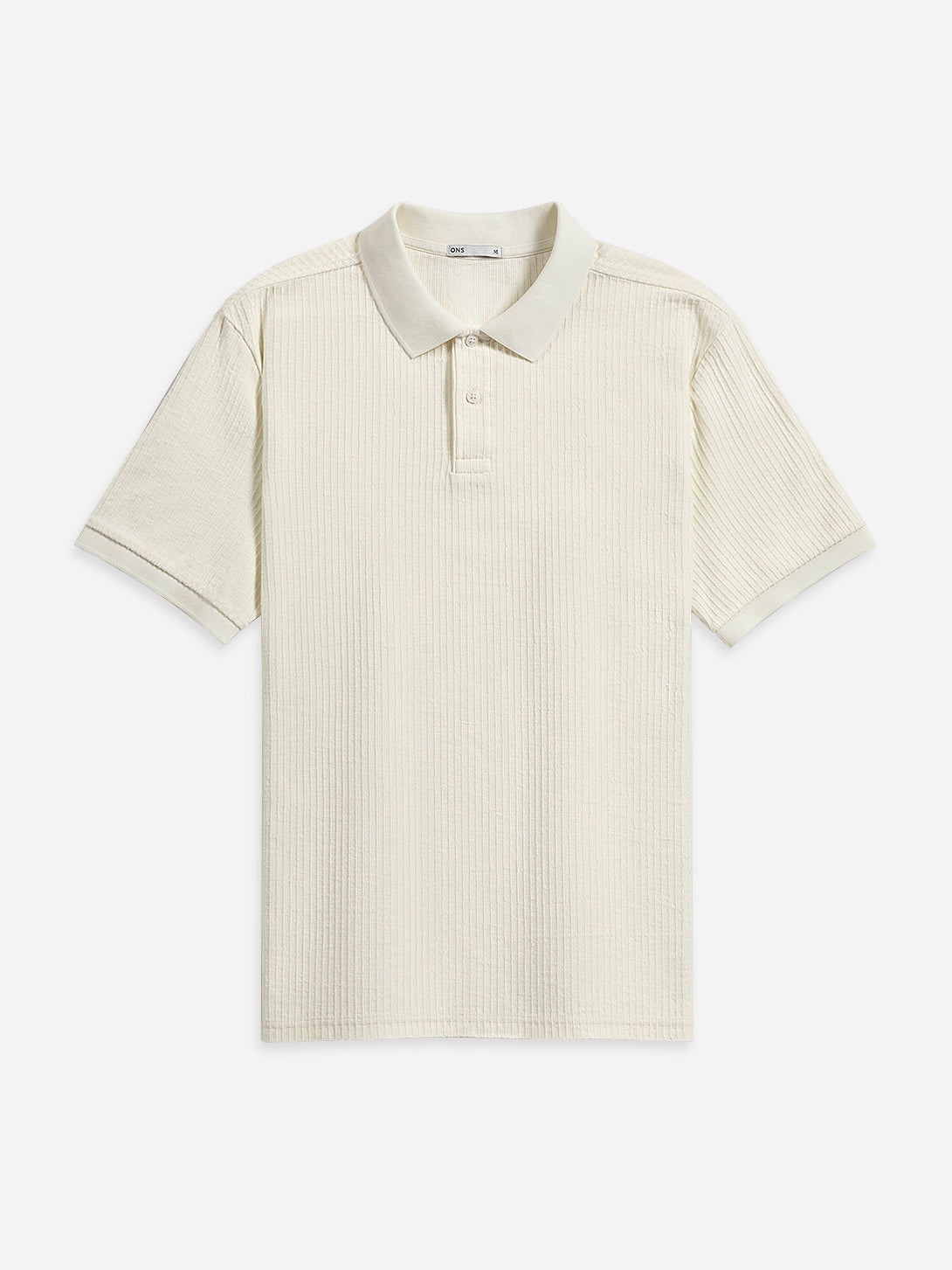 Off White Sasco Jacquard Ripple Polo Mens Knitted Polo Short Sleeve Shirt ONS Clothing