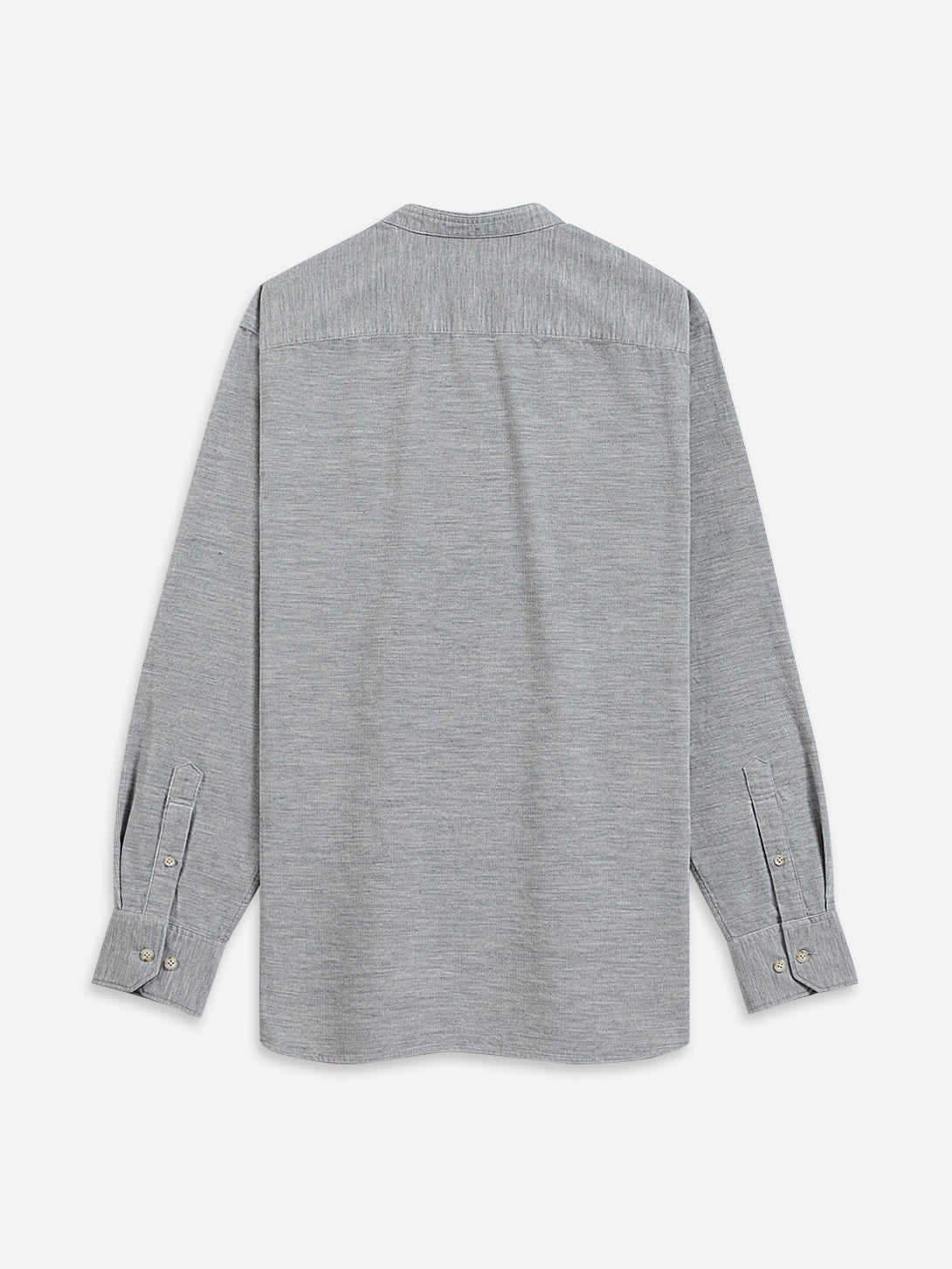 Grey Heather Aleks Heather Corduroy Shirt Mens Band Collar Woven Button Up Shirt ONS Clothing