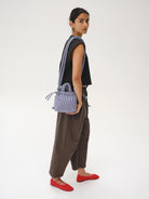 Cotton Navy Stripe Micro Ona Soft Bag Olend Bags Lightweight Compact Carrying Essential