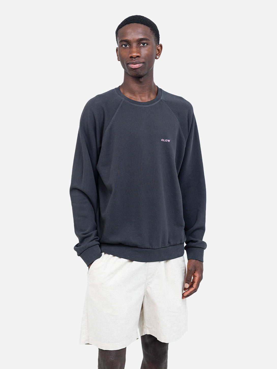 Noir Carbone Sweat Party Black Cotton Pullover Sweatshirt Logo Olow Clothing