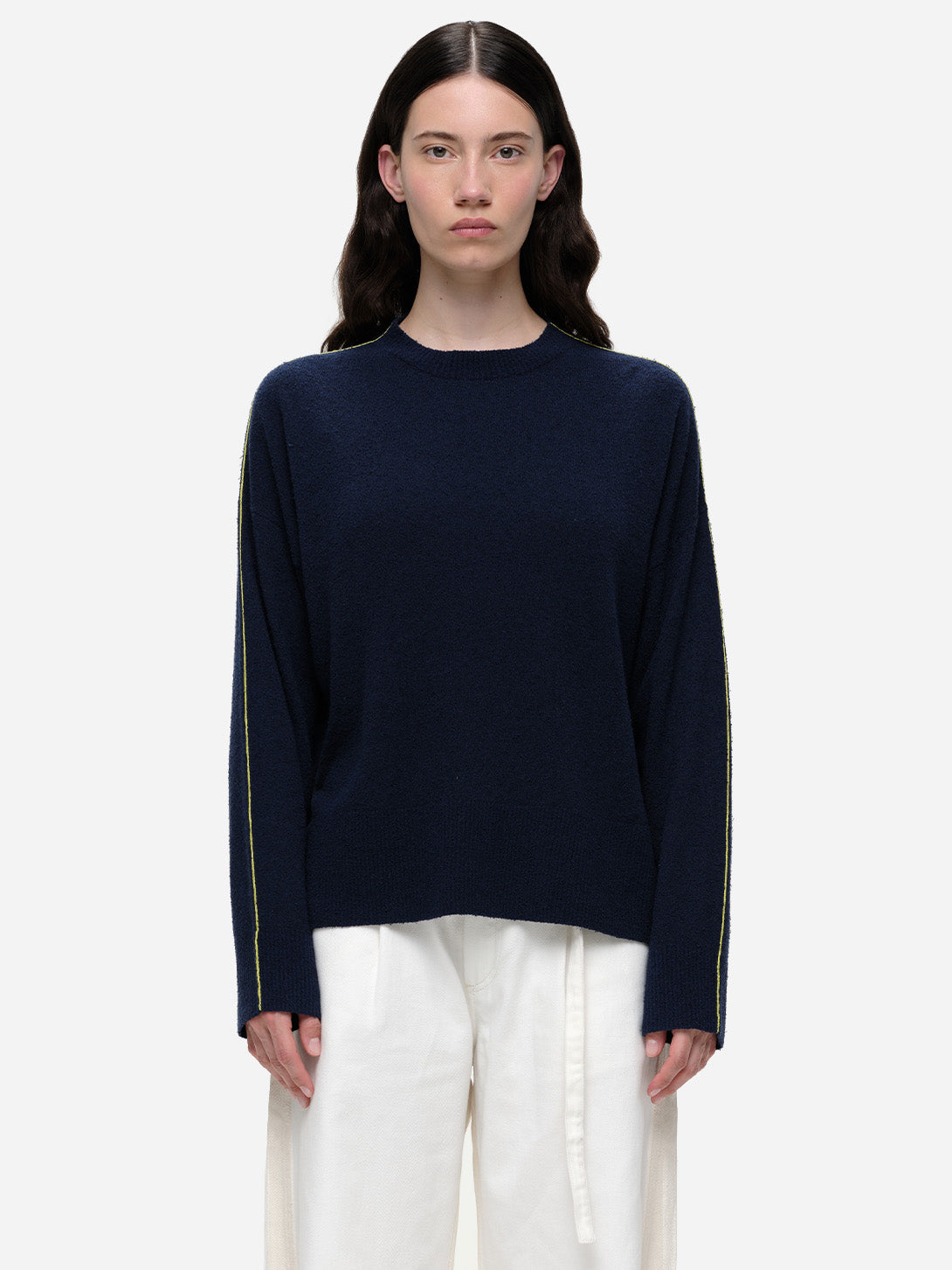 Navy Karo Womens Crewneck Long Sleeve Shirt Our Sister