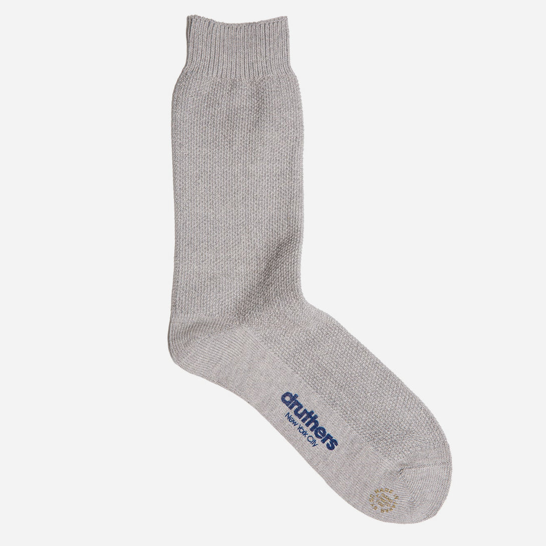 Off White Organic Cotton Pique Dress Sock